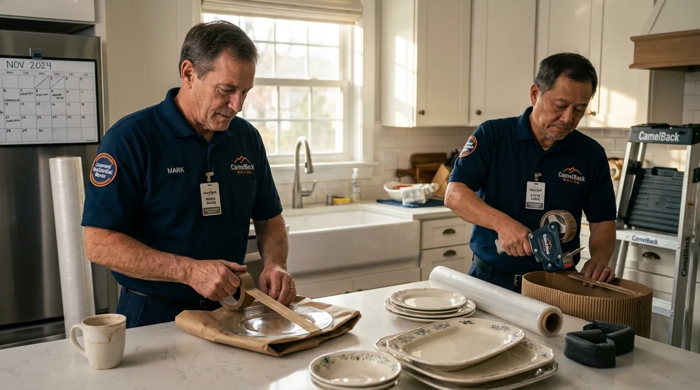 Professional crew packing kitchen dishware in Oaklyn, NJ